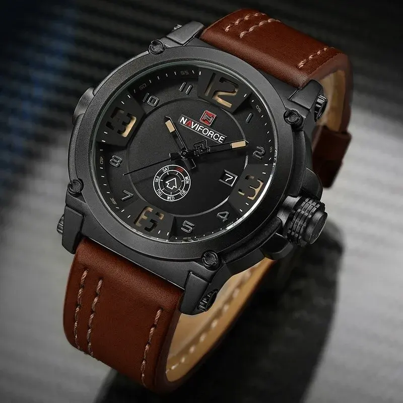 Naviforce Japan Quartz Dual-time Black Dial Men's Watch- NF9099